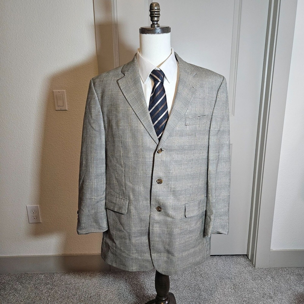 Ralph Ralph Lauren Suit Blazer Sport Coat Mens 44L Silk Wool Houndstooth
